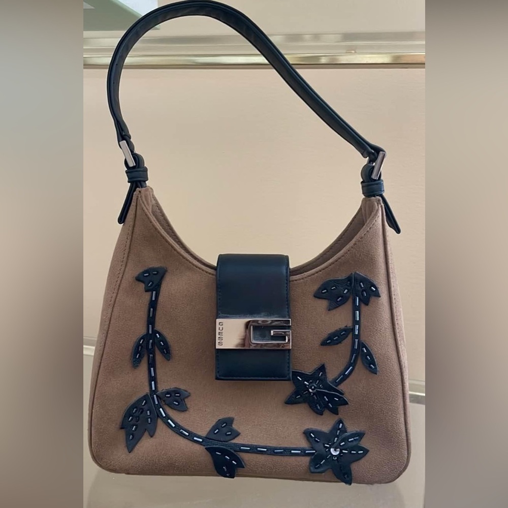 Guess Tan and Black Shoulder Bag